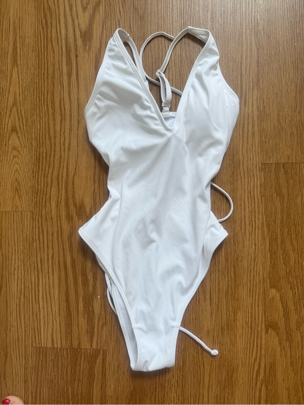 White One-Piece Swimsuit with Strappy Back
